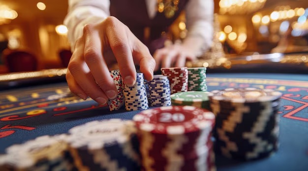 Live dealer blackjack table with professional croupiers